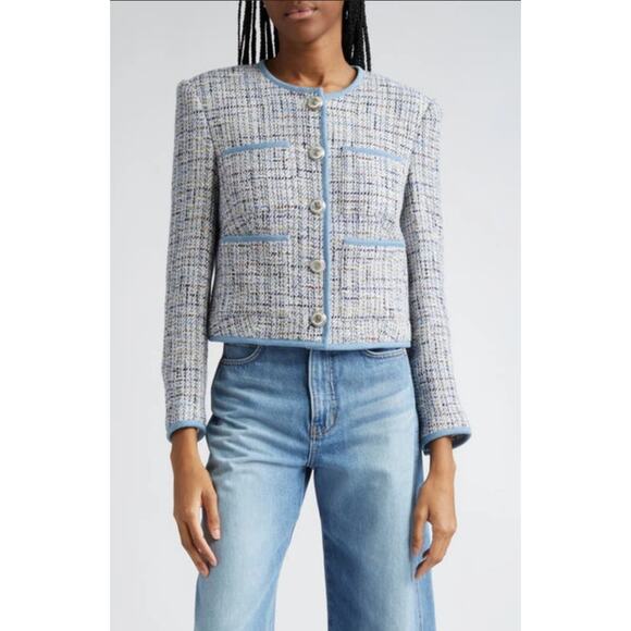 Veronica Beard Darla Tweed Lady Jacket Blazer Blue 0 Multicolor Cropped Short XS - Picture 6 of 11